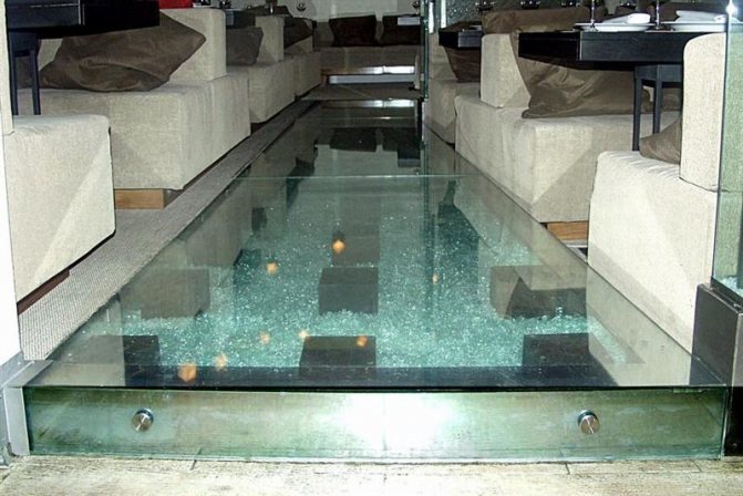 Конструкция полов из стекла